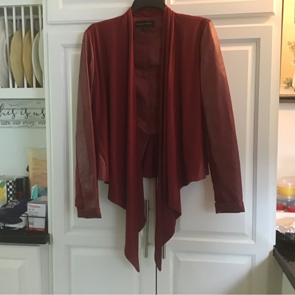 Bagatelle burgundy leather open jacket